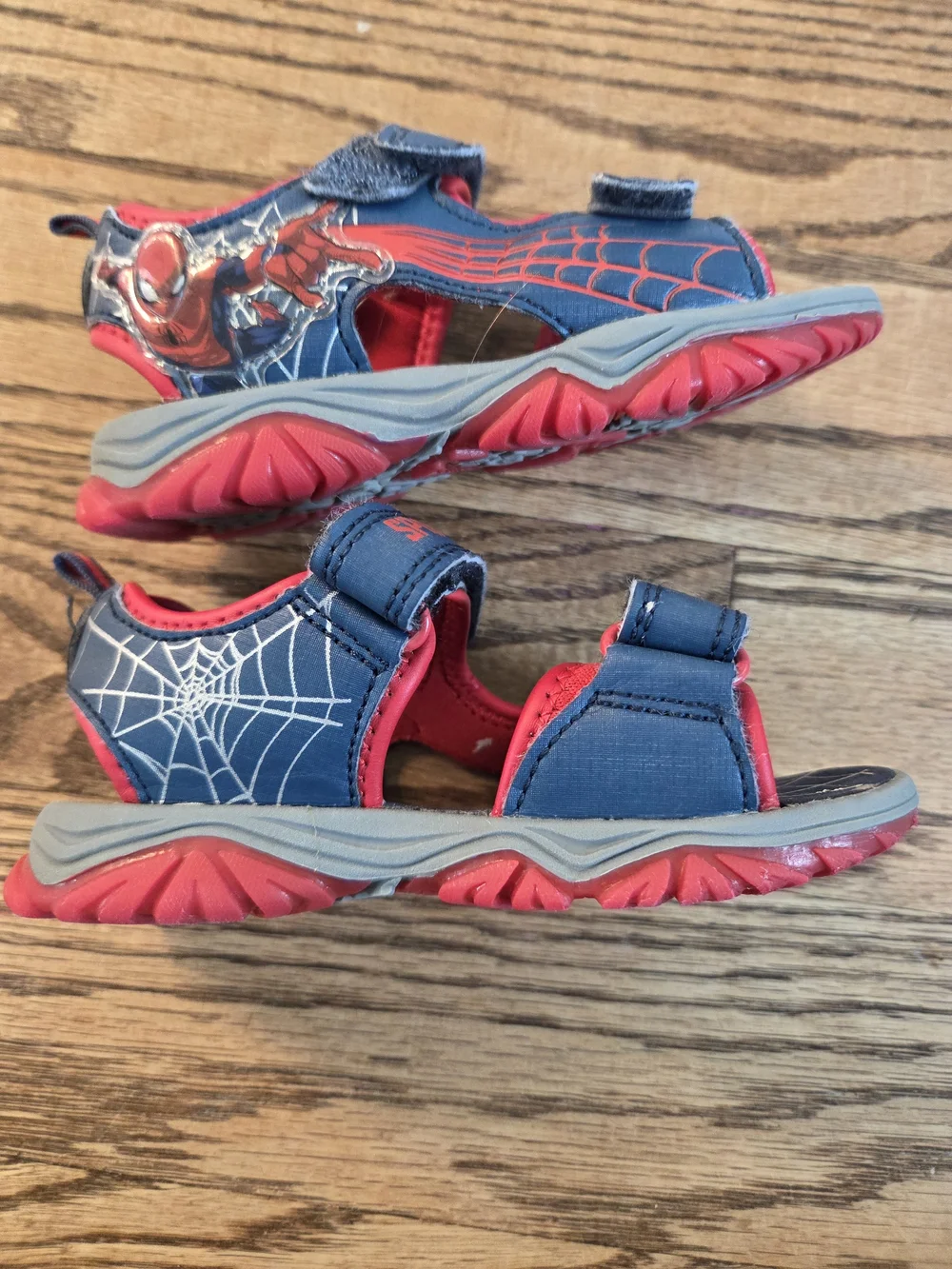 Spiderman - Red & Navy Blue - Toddler Velcro Sandals - US Size 8